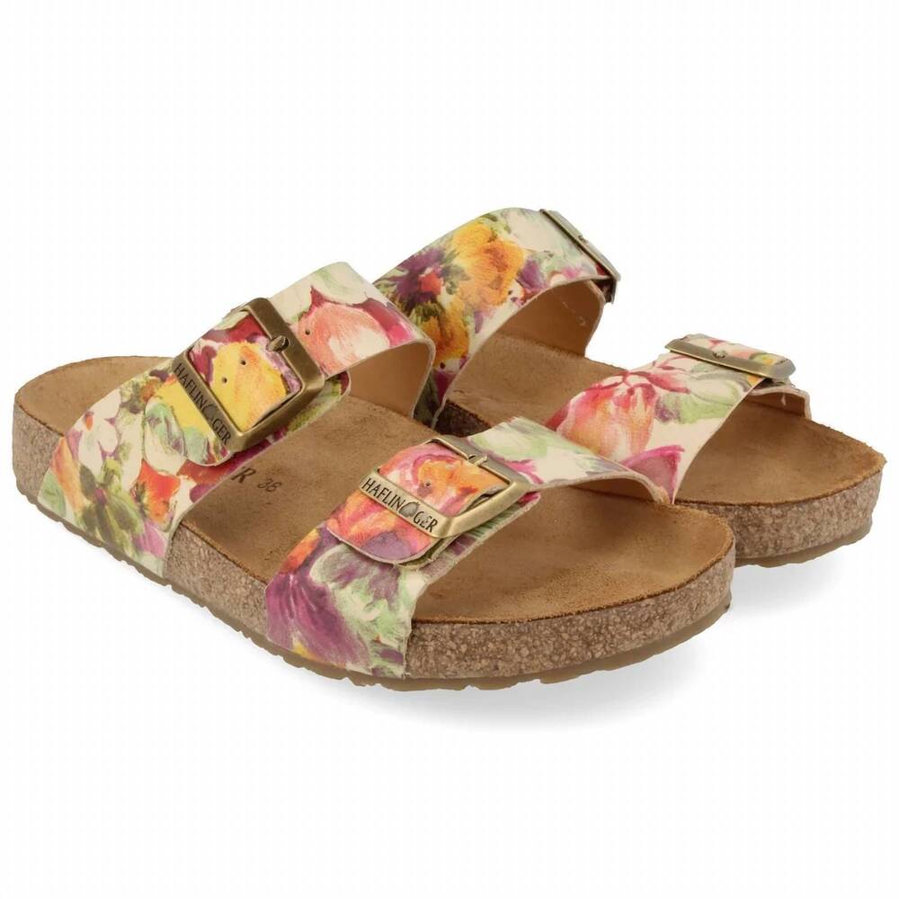 NEW HAFLINGER women's andrea sandals in beige floral